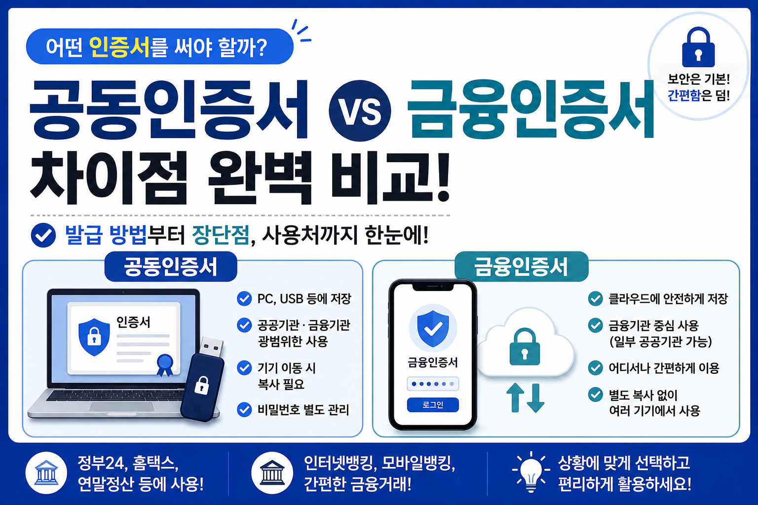 공동인증서와 금융인증서의 차이점
